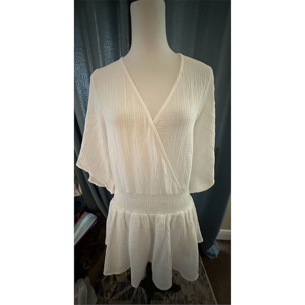 Miou Muse Women's White Mini Dress Beach Cover Up Size M Standard